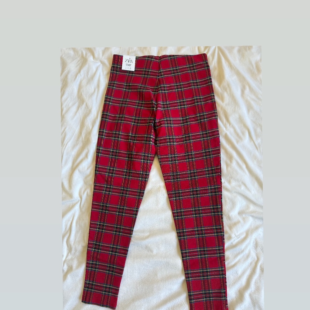 Zara Women’s Tartan Red Pull On Trousers - Picture 2 of 5